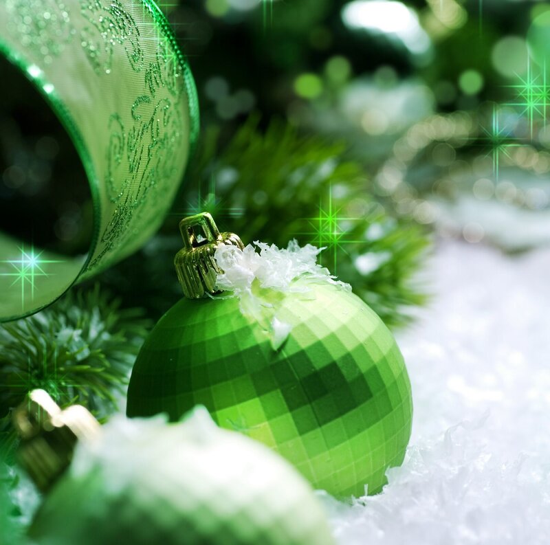 Green Ornament on Snow