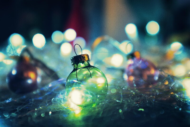 Green Ornament on Tinsel