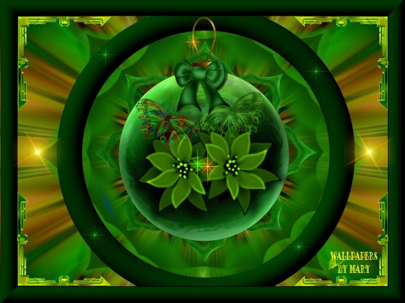 Green Ornament with Flowers
