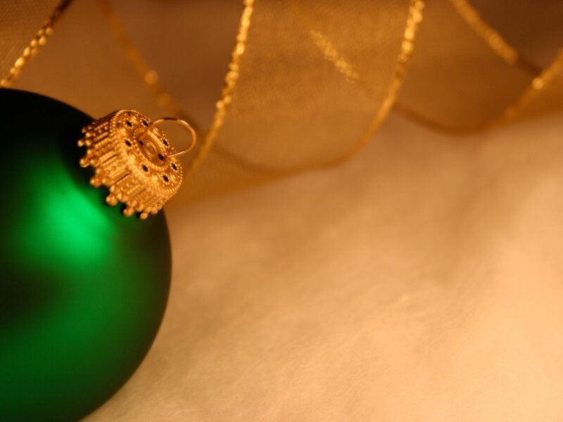 Green Ornament with Gold Cap — Calm