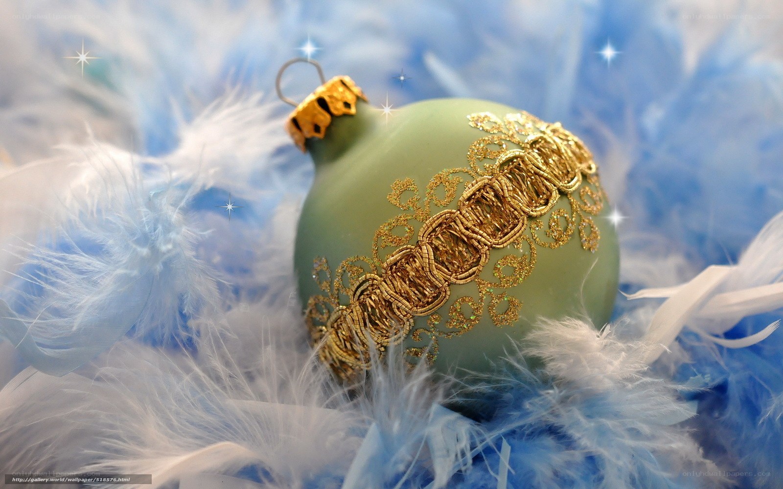 green ornament with gold lace