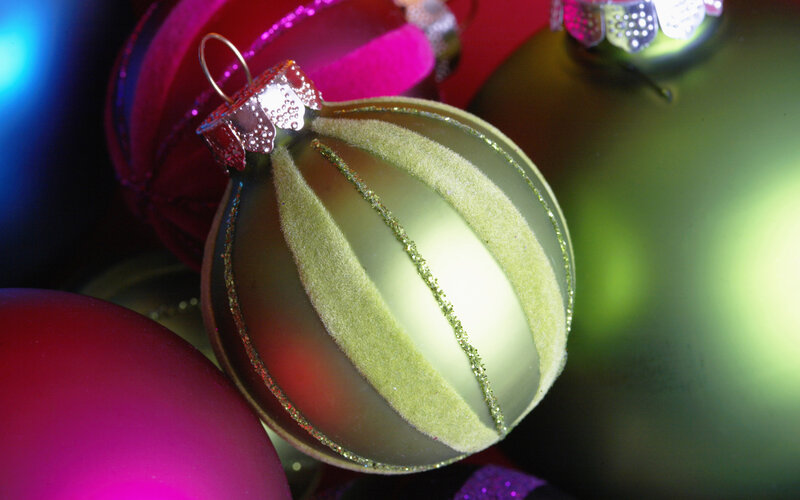 Green Ornament with Velvet Stripes