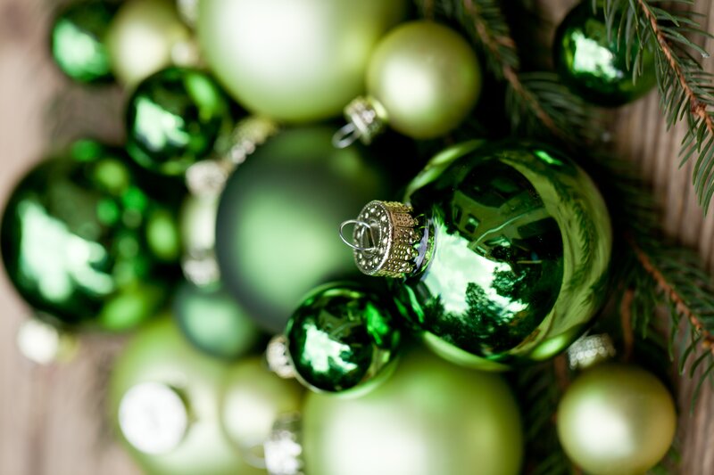 Green Ornaments on Pine