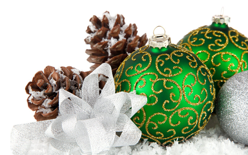 Green Ornaments with Pinecones