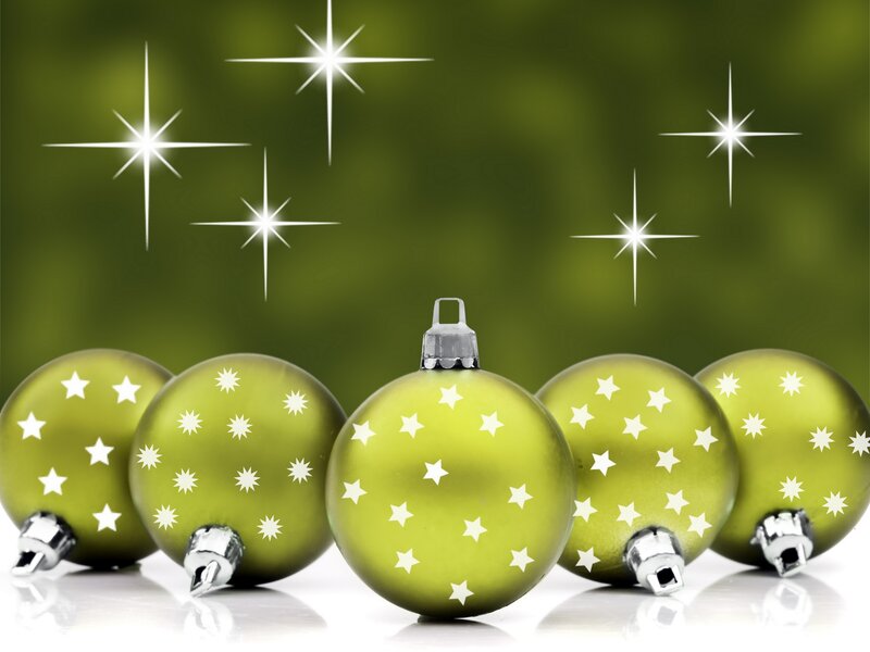 Green Ornaments with Stars — Festive
