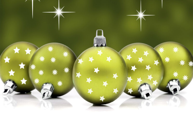 Green Ornaments with Stars — Festive, Winter