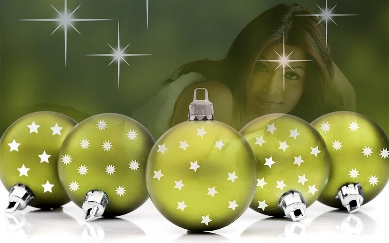 Green Ornaments with Woman