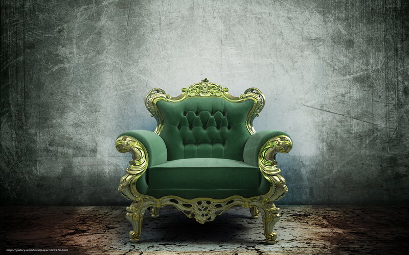 Green ornate armchair