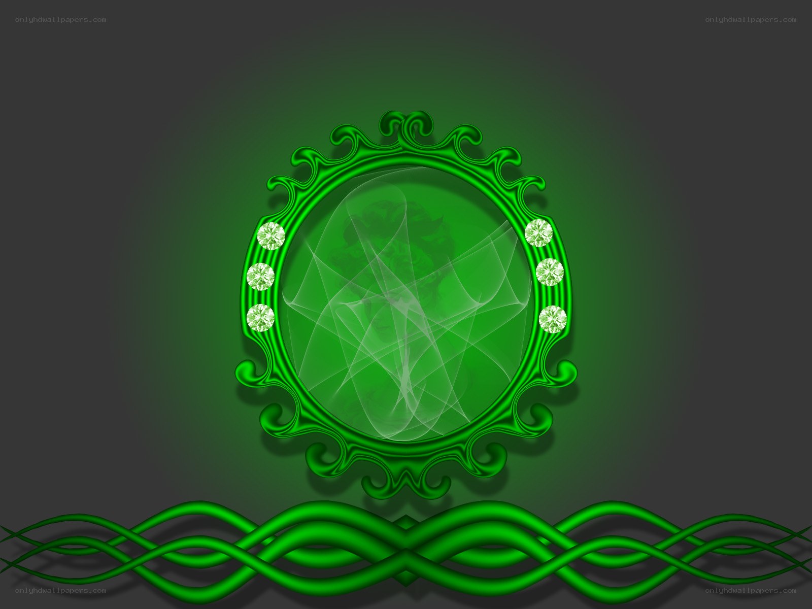 green ornate frame with gems