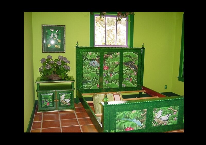 Green Painted Bed