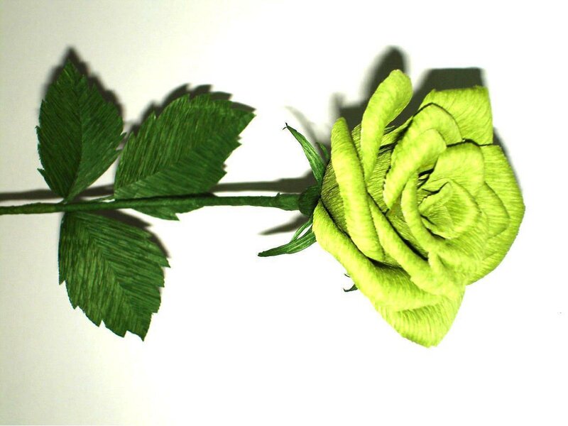 green paper rose flower