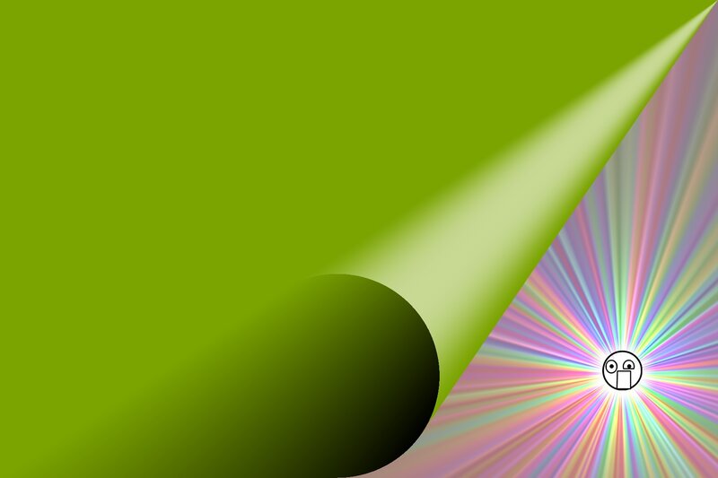 green paper with rainbow light