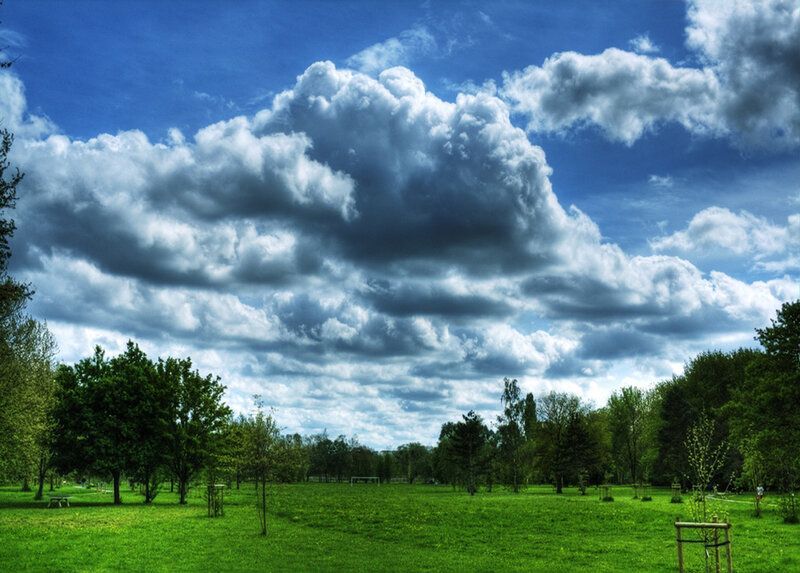 Green Park under Cloudy Sky — Blue