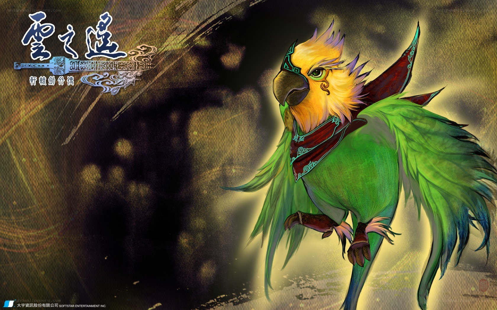 Green parrot character art