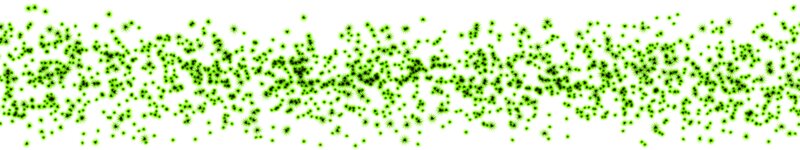 green particles on white background