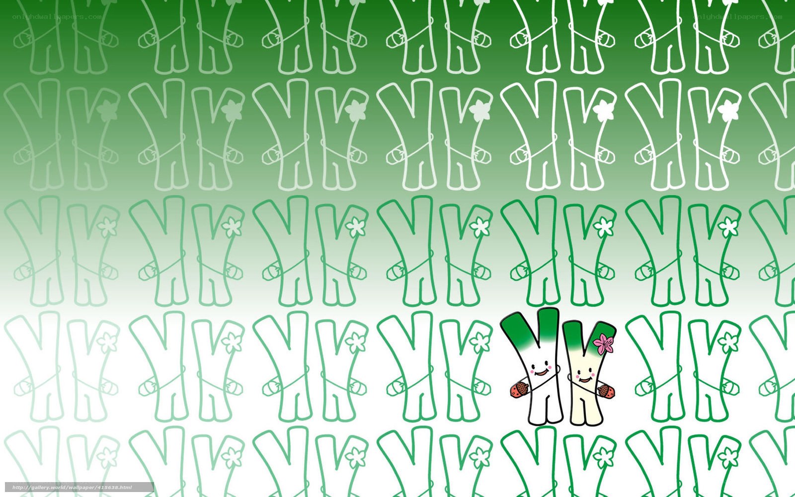 green pattern with cute characters