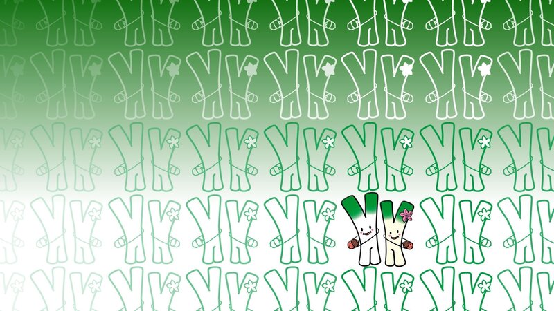 green pattern with cute characters