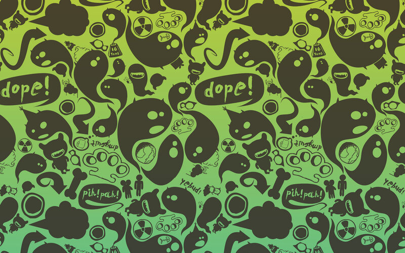 green pattern with doodles