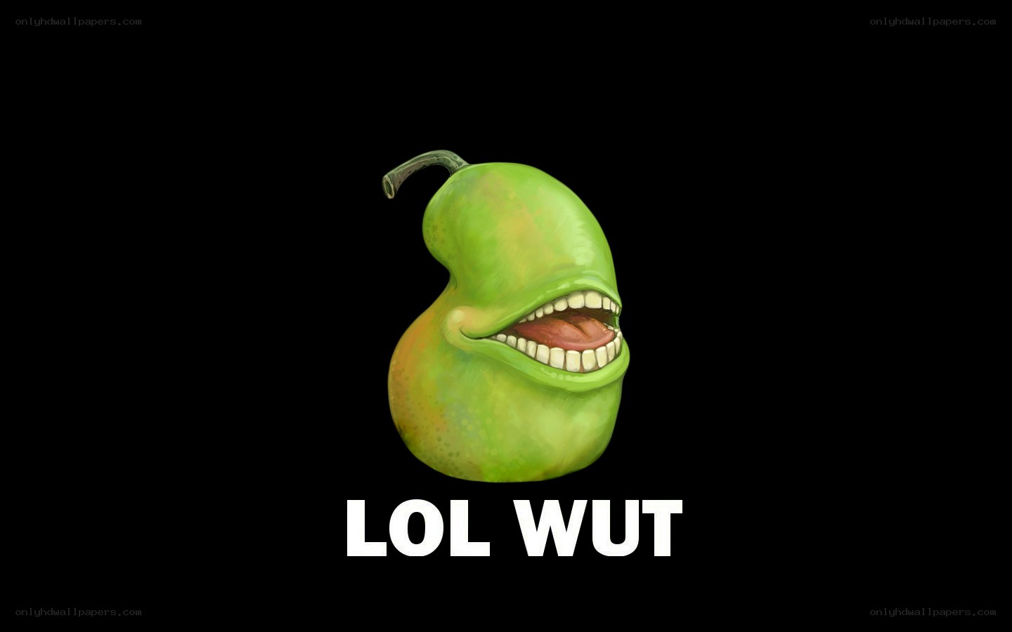 green pear with teeth