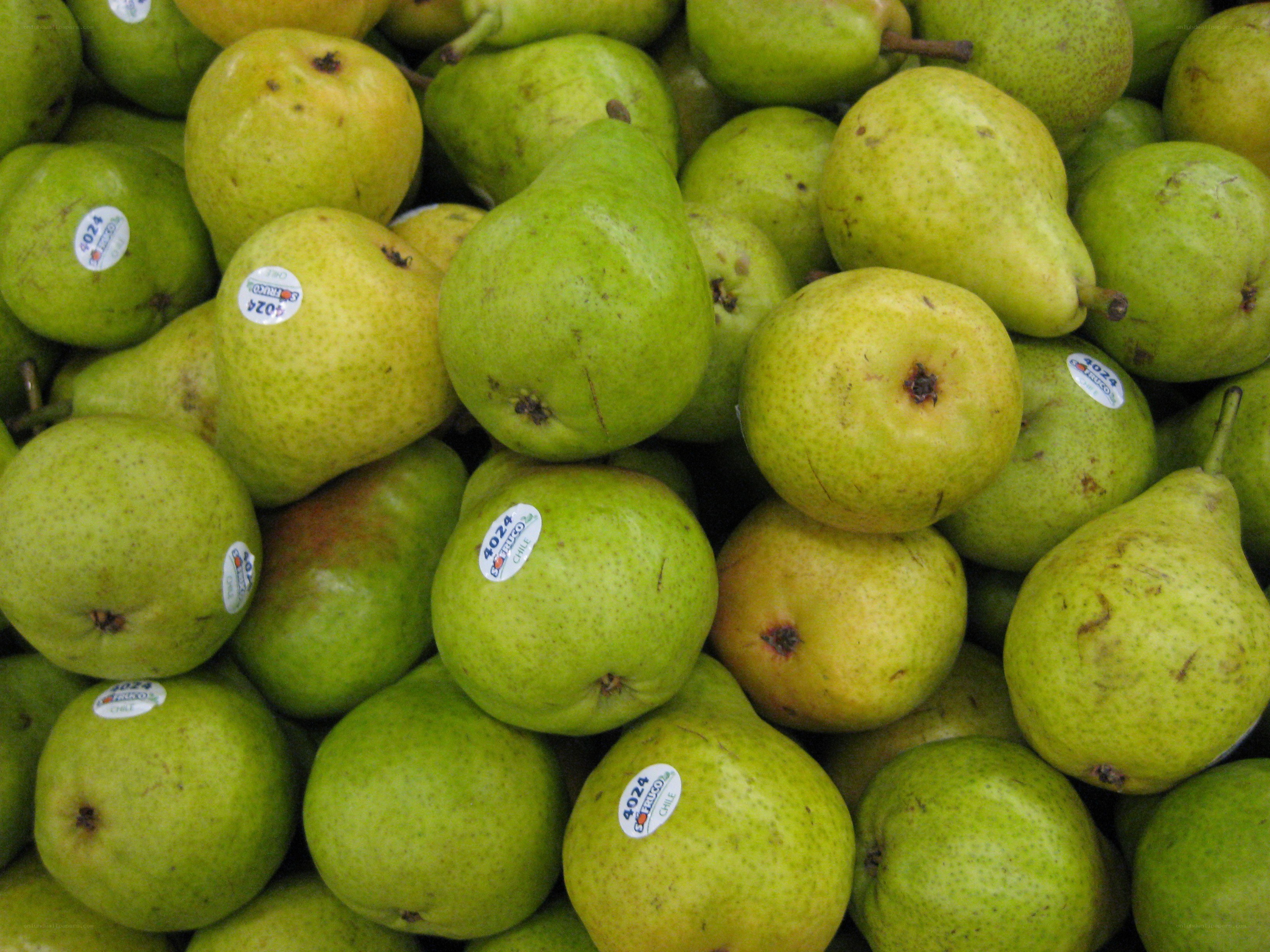 green pears in a pile