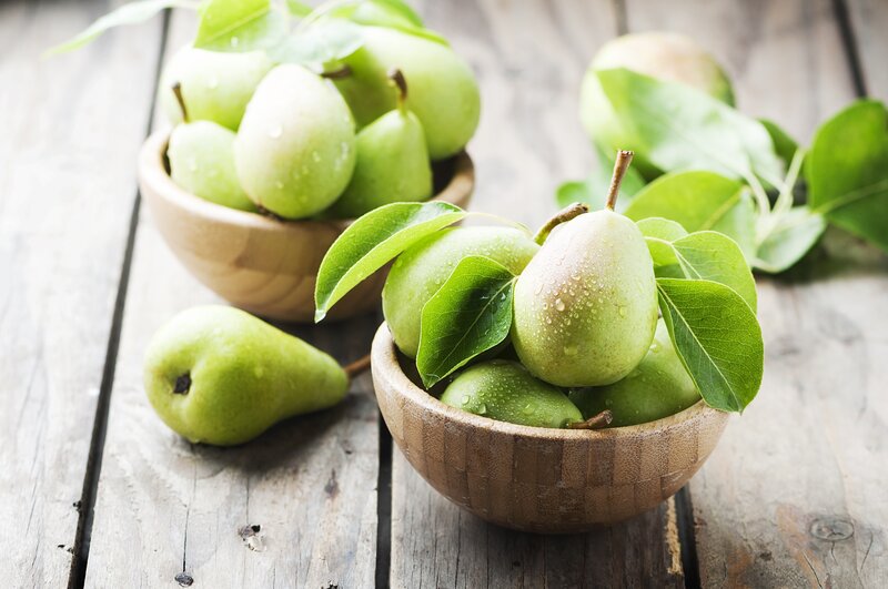 Green Pears in Bowls