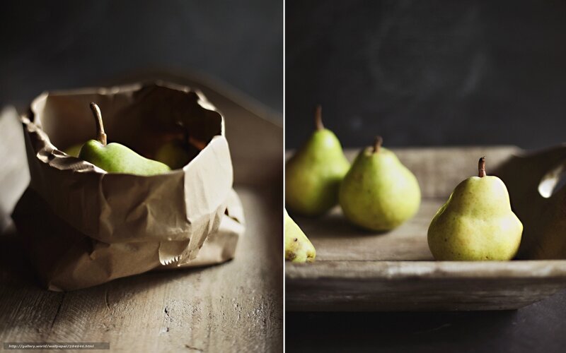 Green Pears in Paper Bag