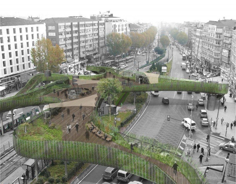 Green pedestrian bridge design