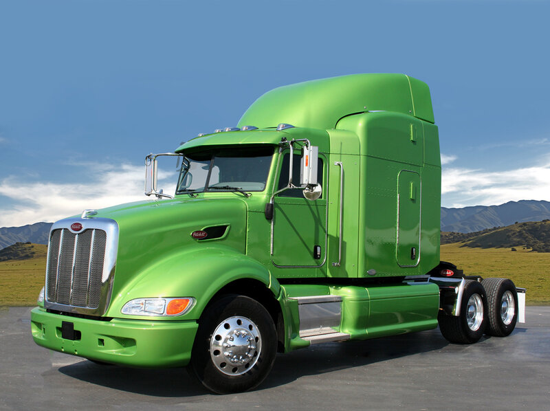 green peterbilt semi-truck