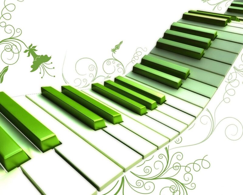 green piano keys design