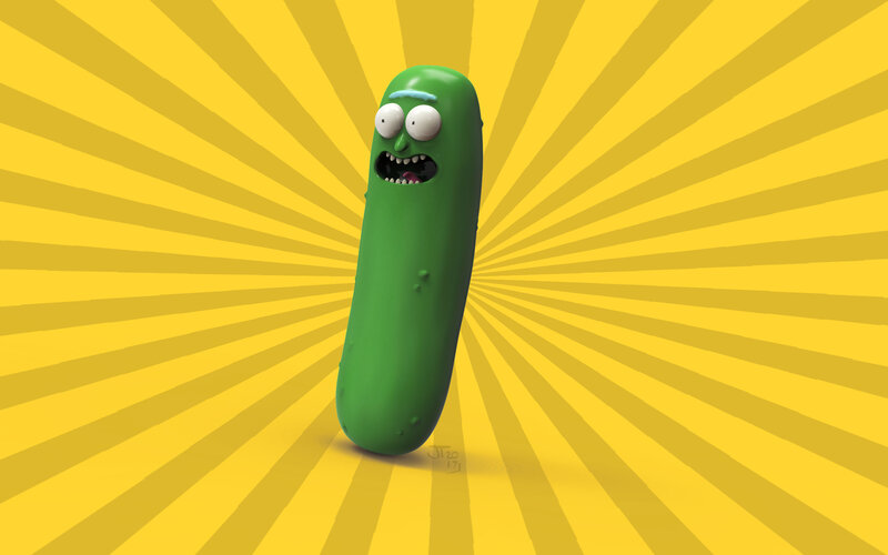 Green Pickle Character — Yellow