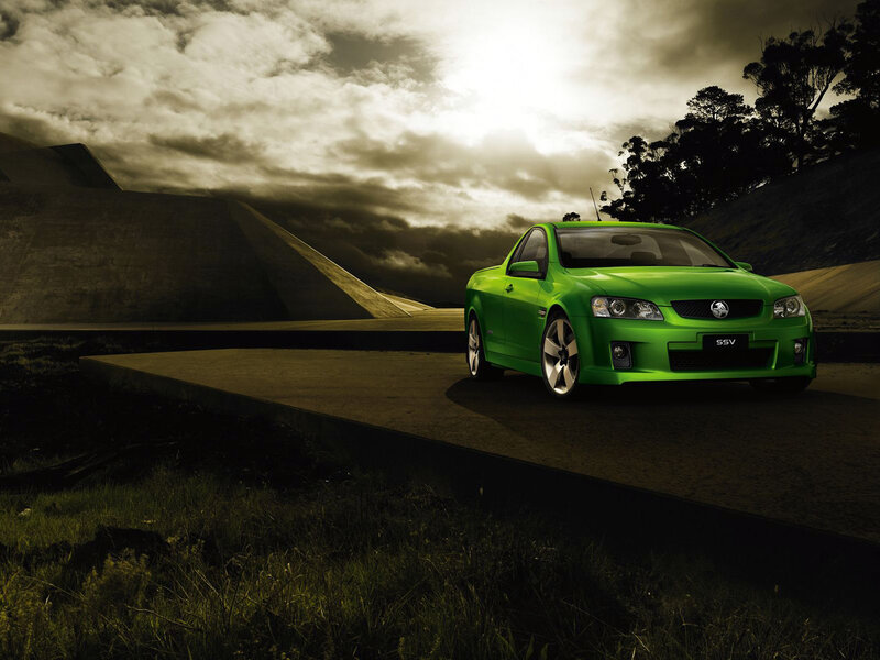 Green Pickup Truck — Dramatic, Sunset