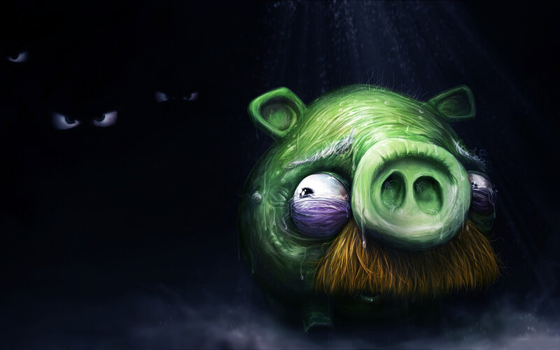 Green Pig Character — Dramatic