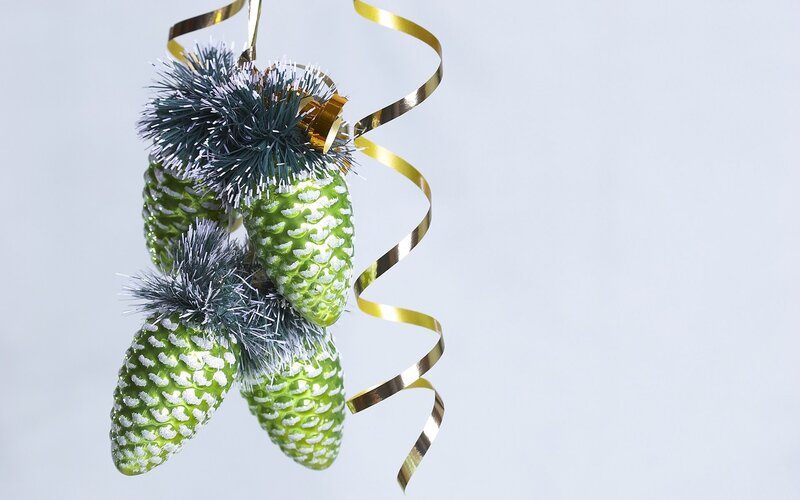 green pinecone ornaments