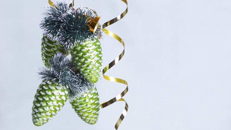 green pinecone ornaments