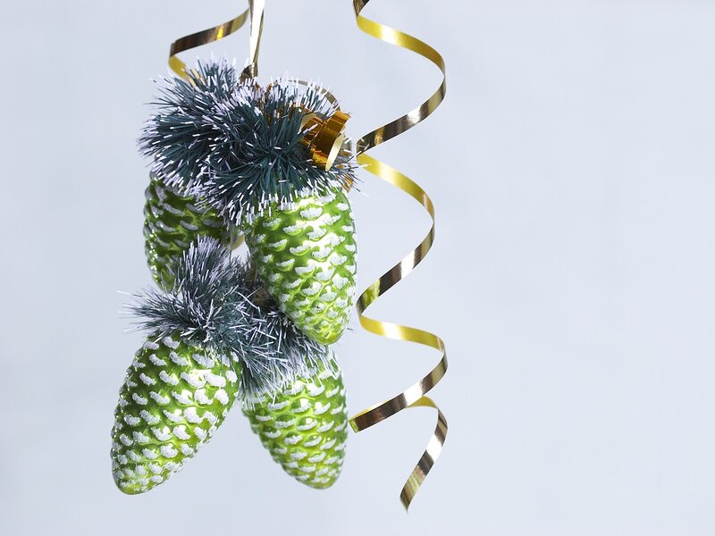 Green Pinecone Ornaments — Festive