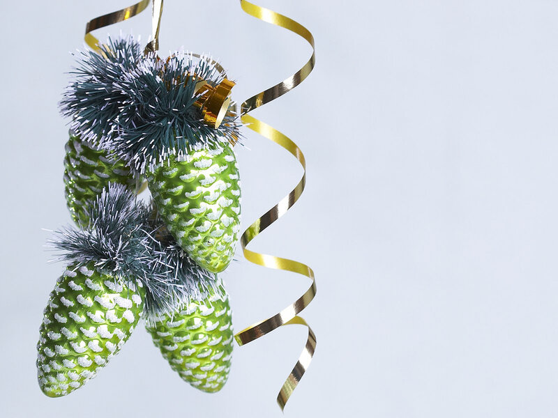 Green Pinecone Ornaments — Festive, Winter