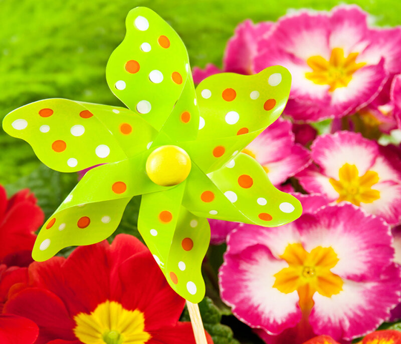 Green Pinwheel in Flowers