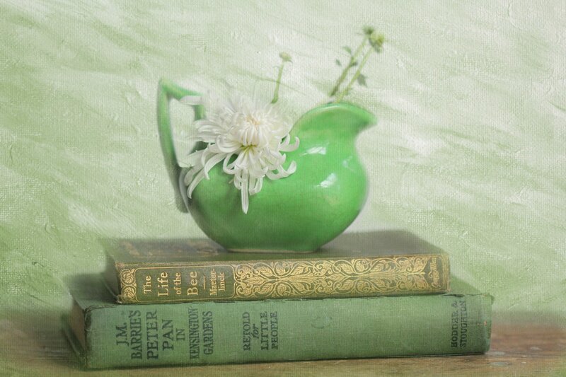 Green Pitcher with Flower
