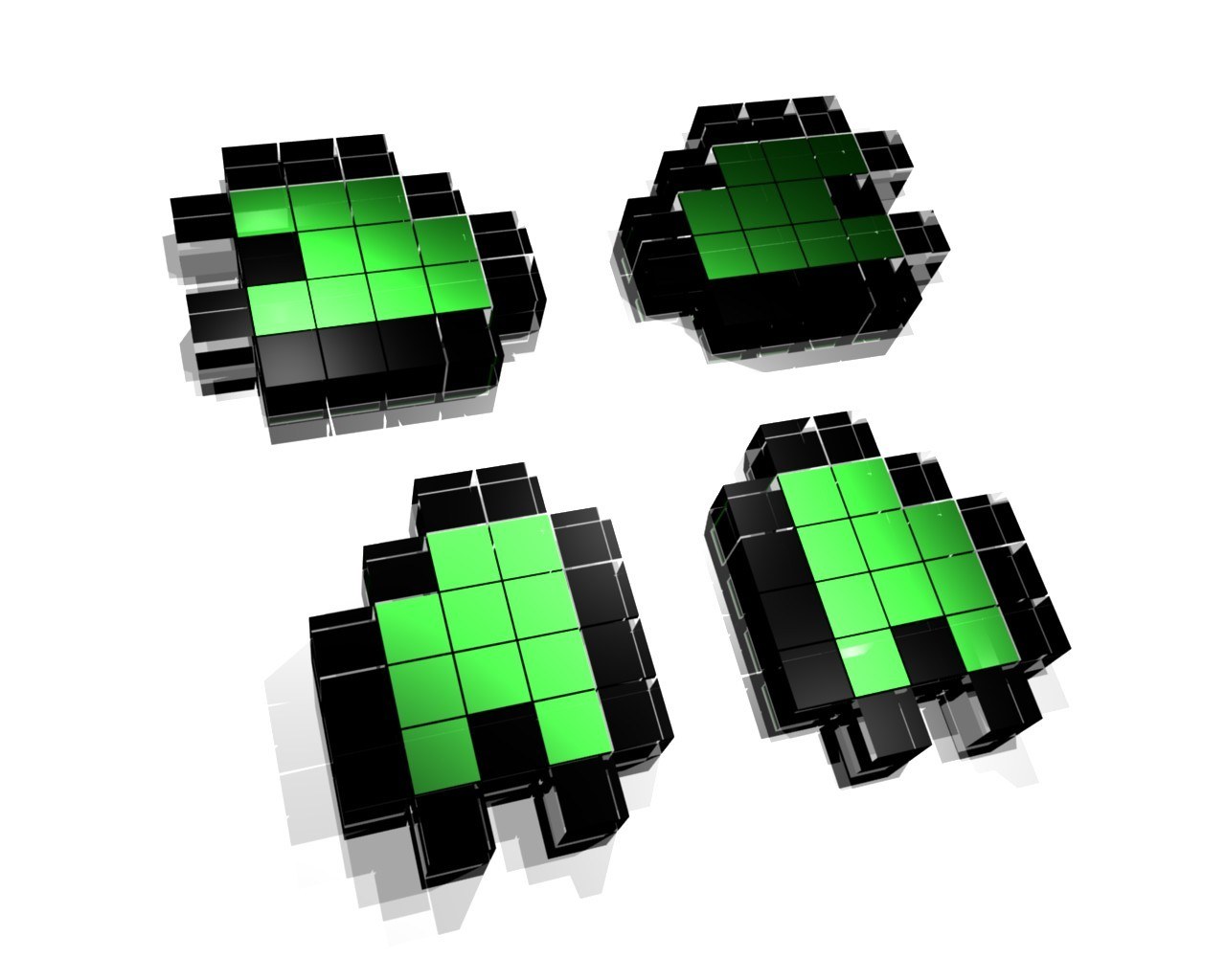 green pixel art creatures
