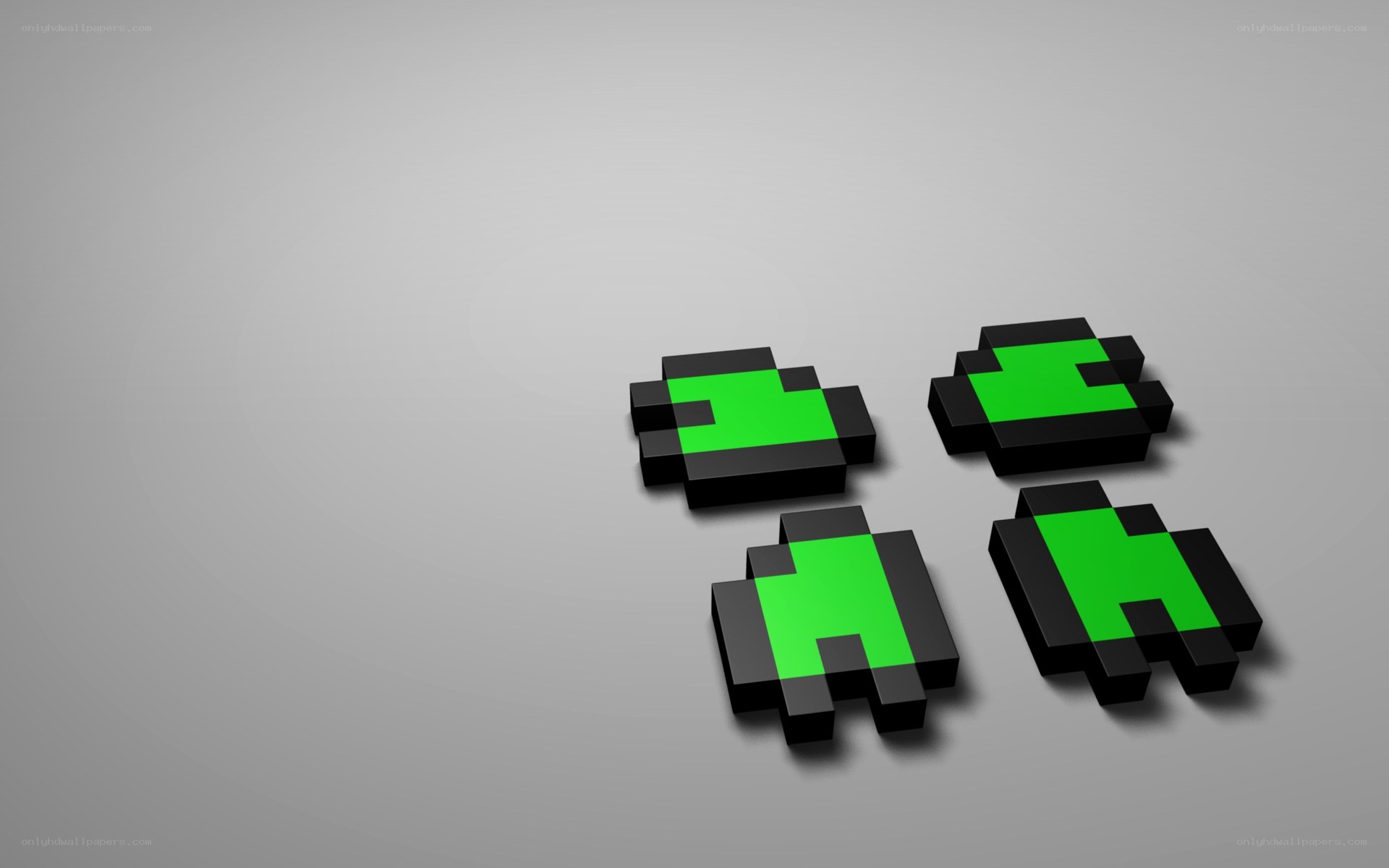 green pixel art icons