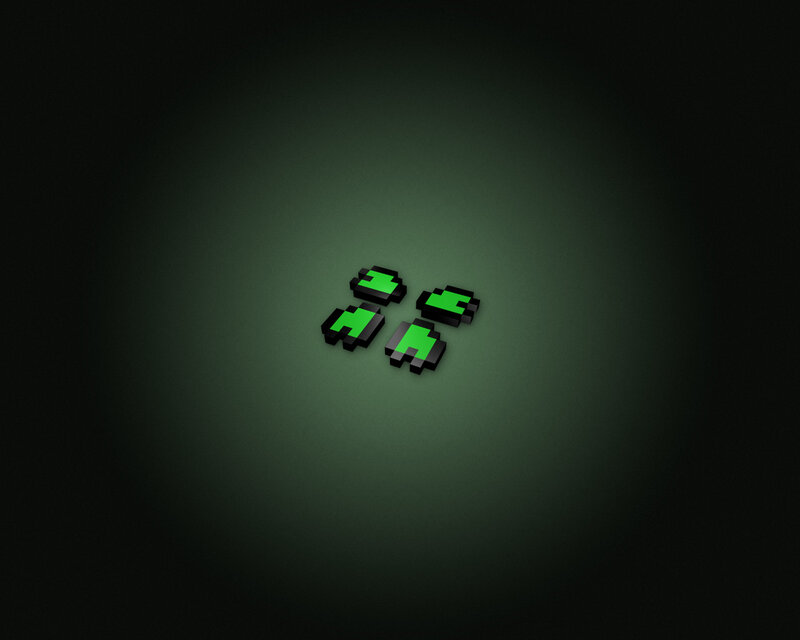 green pixel art on dark background