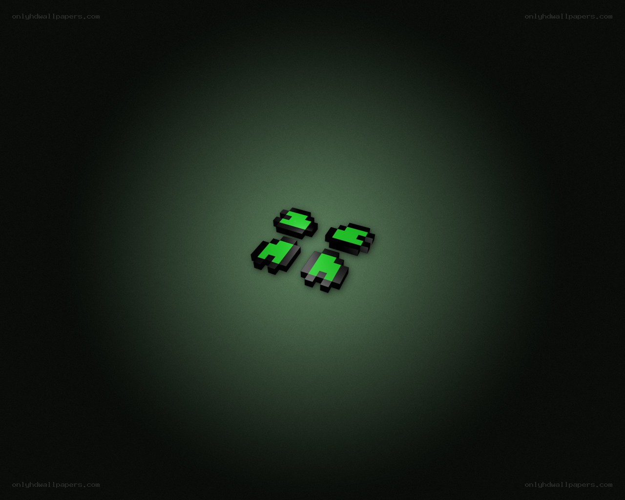 green pixel art on dark background