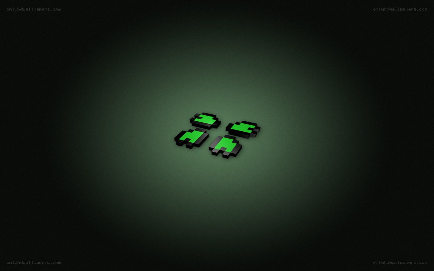 green pixel art on dark background