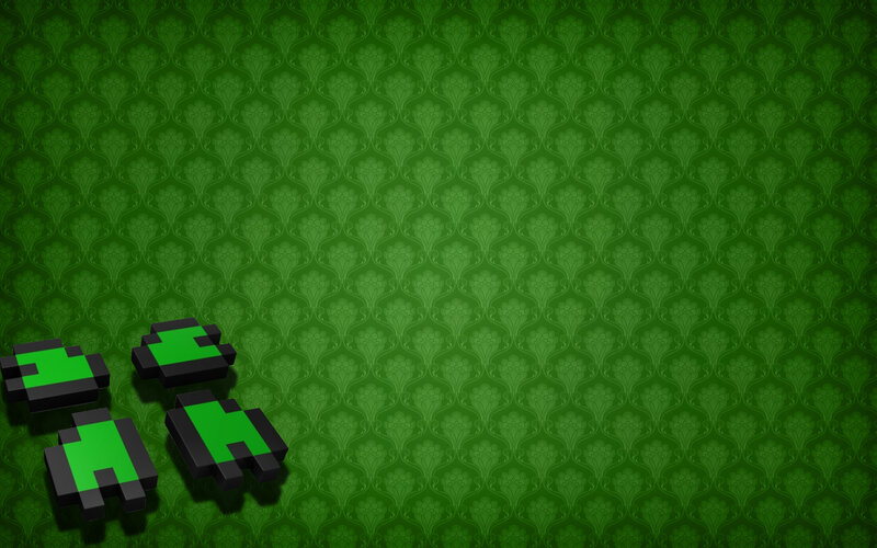 green pixel art on patterned background