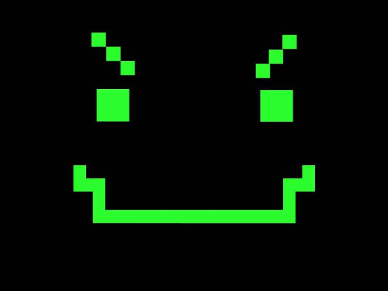 green pixel art smiley face