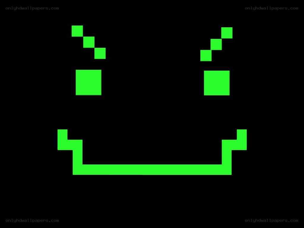 green pixel art smiley face