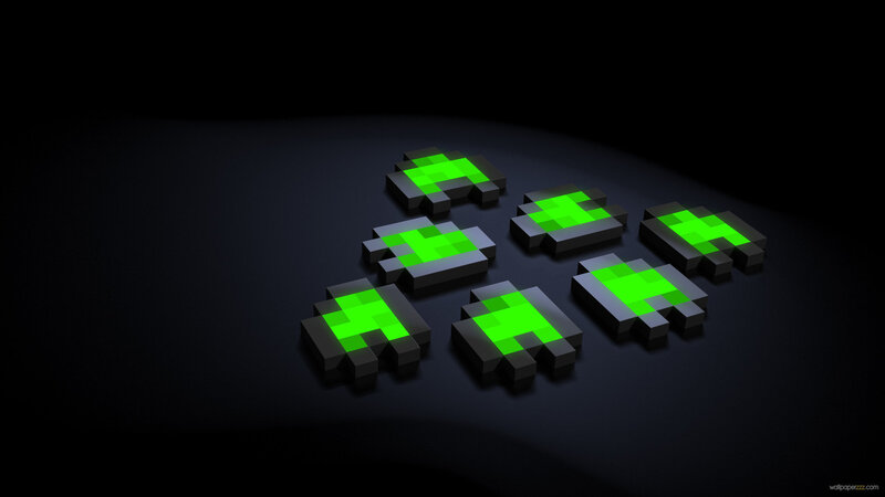 Green Pixel Creatures — Black, Dramatic