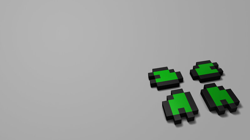 green pixel creatures on gray