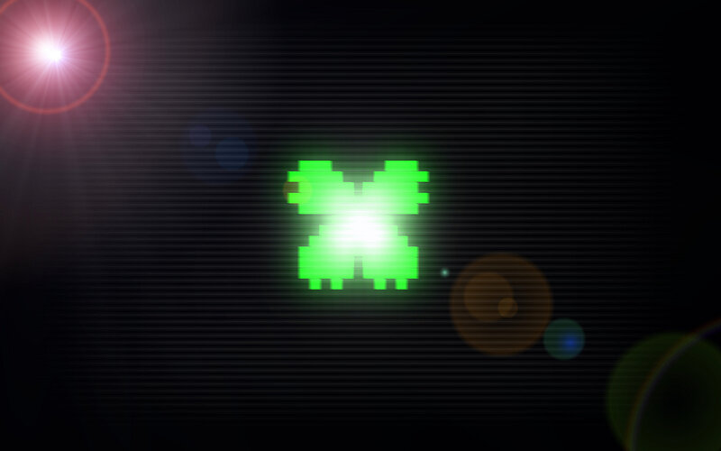 green pixelated butterfly