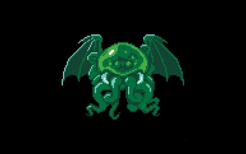 Green Pixelated Creature — Dark